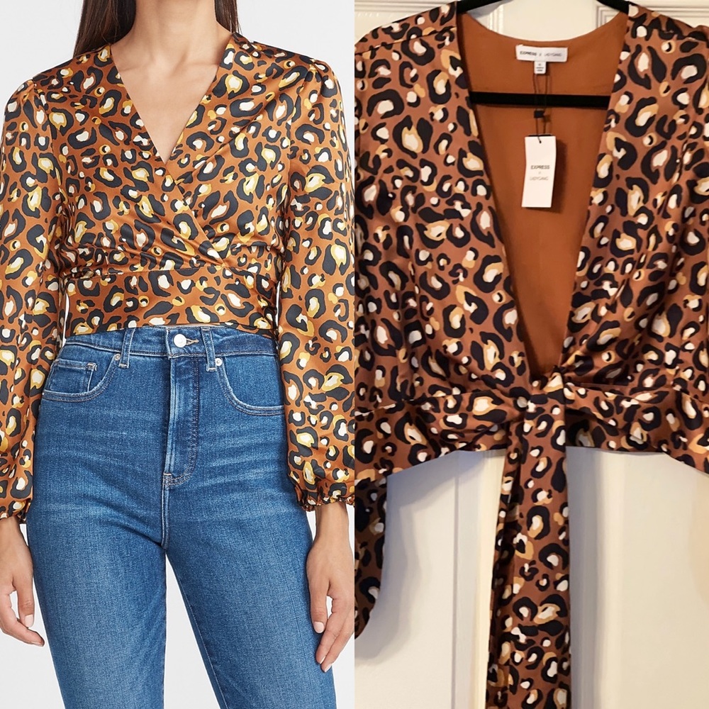 LadyGang cropped satin wrap top